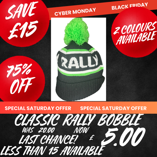 Classic Rally Bobble Hat- Black/Green