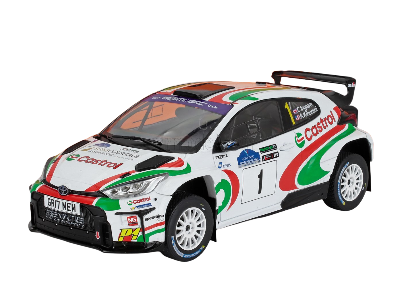 Toyota Yaris- Chris Ingram- Winner Rally Voyonic Grampian Forest 2024- 1/18 Scale- by IXO- RMC213