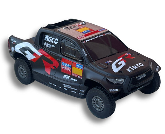 Toyota GR Pull Back Car- Toyota GR DKR Hilux Evo T1U car- 1/64 Scale- by Toyota