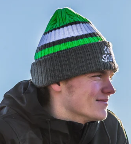Oliver Solberg Green Striped Ski Hat